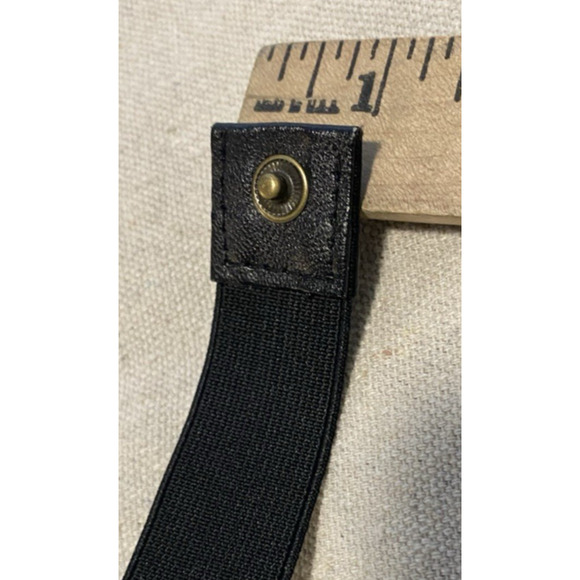New G Lish Black Jeweled & Beaded Elastic Womens Belt with Silver/Blue Accents